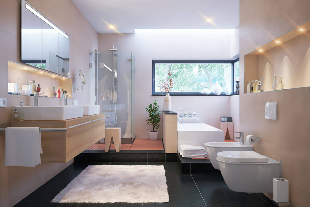 Badezimmer in der Villa – luxuriöses Badezimmer und Wellnessbereich